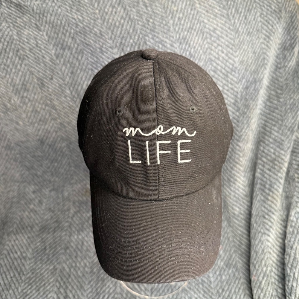 Mom Life Slideback Hat Black One Size Adjustable Embroidered Cap